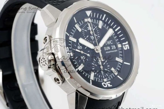 MIROTIME 0425 Aquatimer Chrono SS RSF 1:1 Best Edition Black Dial on Black Rubber Strap A EyeCatching 7073